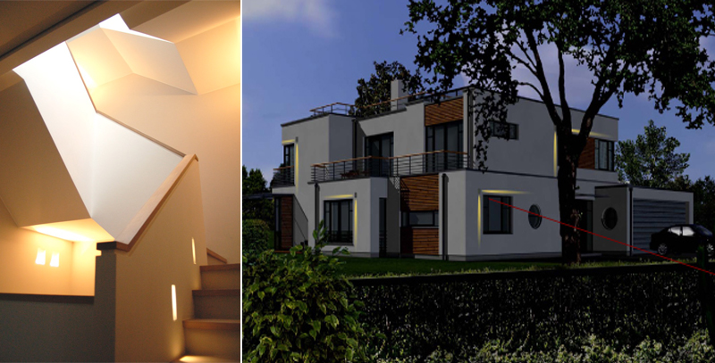 Lichtplanung Treppenhaus + Fassade